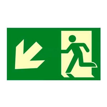 American Permalight Photoluminescent "Man Left/Arrow Left Down" NYC Mea-Listed Aluminum Sign 86-60167F